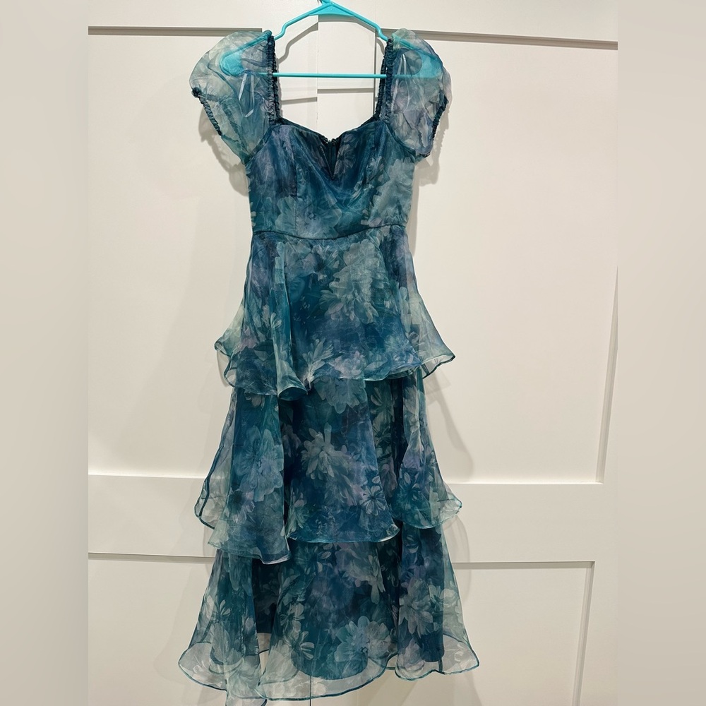 Lulu's Teal and Pink Floral Dress